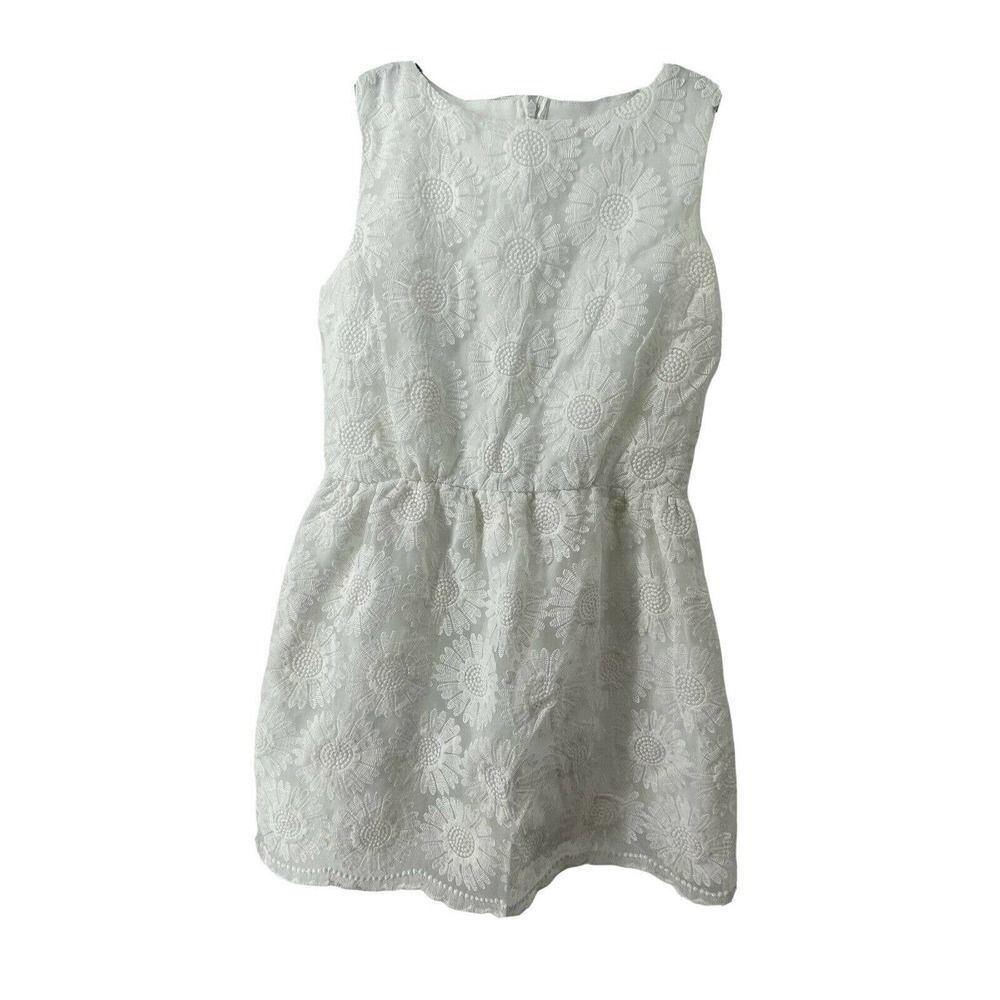 White Daisy Lace Fit & Flare Dress Womens Size Large Sleeveless Above Knee Chic